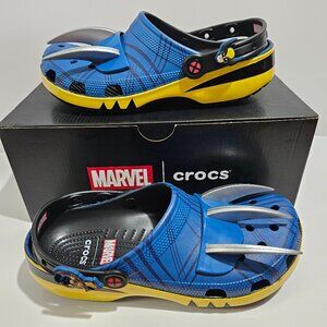 Marvel Wolverine Slip On Clogs Mens Sz 10 Sandals Multi Blue Yellow X-MEN W/Box